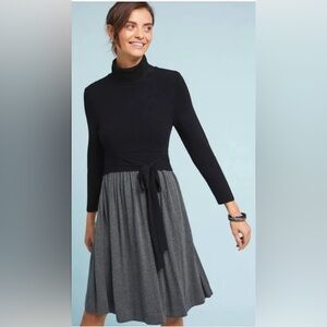 Moth Elegant Black and Gray Long Sleeve Dress